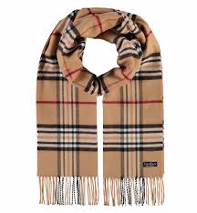 V Fraas Cashmink Check Scarf Camel