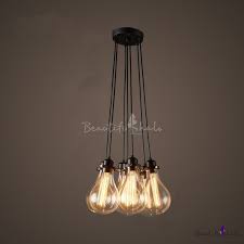 Industrial Cluster Multi Light Pendant In Exposed Edison Bulb Style 7 Lights Multi Light Pendant Cluster Pendant Lighting Industrial Pendant Lights