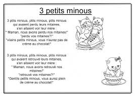 Un deux trois trois p'tits chats trois vilains petits fripons l'autre nuit sans un bruit sont entrés dans ma maison. Comptine 3 Petit Chat