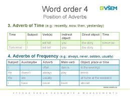 In these exercise, you practise what position you put adverbs of time (when), place (where), manner (how) and frequency (how often).this is good practice for the cambridge assessment english a2 key examination. English Language A 1 Mgr Yulia Gaponenkov Contact