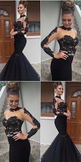 Long Sleeves Mermaid Evening Dress Elegant Black Long Prom Dress Lace Appliques Formal Dress In 2020 Mermaid Evening Dresses Long Sleeve Evening Dresses Formal Dresses