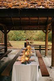 Earthy Greens Inspired Photo Shoot From Anastasia Marie Angela Shae Picnic Table Wedding Pavillion Wedding Pavilion Wedding