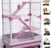 Large Multi-Level Indoor Small Animal Pet Cage Guinea Pig Ferret Squirrel  Chinchilla Cat Playpen Rabbit Hutch Solid Platform Ramp Easy Clean  Leakproof ...