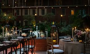 Boho Theme Wedding Koi Pond Courtyard Evening Wedding Reception Ny Wedding Venues Wedding Venues Outdoor Wedding Venues
