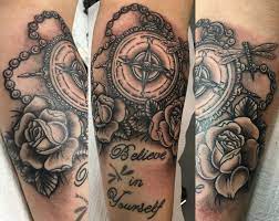 Swing by and get you a set for your car, laptop and fridge! Neo Traditional Roses And Compass With Pearls Tattoo In Black And Grey Compasstattoo Blackandgrey Neotraditional Blackandgreyroses Kompass