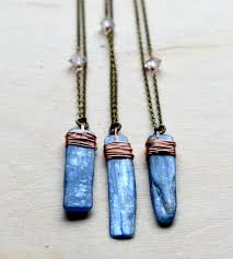 Kyanite Necklace Blue Gemstone Pendant Boho Crystal Necklace Gift For Her Tumbled Blue Kyanite Boho Crystal Necklace Blue Gemstone Pendant Blue Kyanite Jewelry