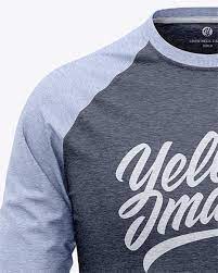 Download Men S Heather Raglan 3 4 Length Sleeve T Shirt Mockup Front View In Apparel Mockups On Yellow Images Object Mockups
