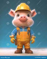 Piggy Builder Surprised, Kind Face, in a Yellow Helmet Generated AI,  Generative Assistant, Stock Illustration - Illustration of cartoon, teddy:  279281063