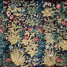 Swedish textile and rug weaving companies began producing. Colorful Flowers Leaves Green Foliage Antique Floral Tapestry Greenery Leaves Lilies Flowers Floral Lily Gree Medieval Tapestry Tapestry Floral Tapestry