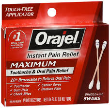 The 10% w/w benzocaine is ideal to reduce pain associated with a broken tooth or in a tooth that may require a filling until you can see the dentist. Orajel Max Tooth Ache Swab 0 4 Oz