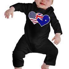 Amazon Com Lbjq8 American Australian Flag Heart Baby Girls