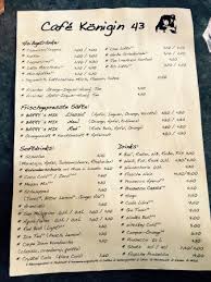Speisekarte Picture Of Cafe Konigin43 Munich Tripadvisor