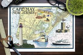 details about cape may nj nautical chart lp artwork posters wood metal signs