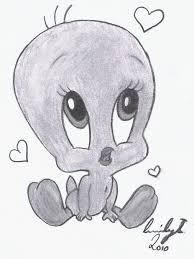 Drawing Of Tweety Looney Tunes Inspired Easy Sketches To Draw Black And White Pencil Sket Funny Cartoon Drawings Drawing For Beginners Animal Drawings Sketches