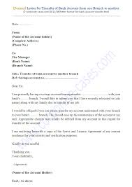 Letter to inform change of bank account number Letter Format Bank Account Transfer From One Branch To Another