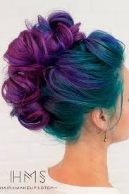 Black And Rainbow Hair Color 60 Fabulous Purple And Blue Hair Styles Lovehairstyles Com Hair Styles Cool Hair Color Peacock Hair Color
