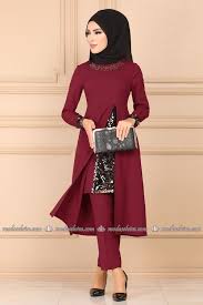 Modaselvim Kombin Pul Payetli Tesettur Abiye Takim Pl926 Bordo Giyim Elbise Trendler