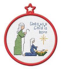 Full cross stitch, backstitch fabric: My First Stitch Nativity Scene From Bucilla Cross Stitch Christmas Ornaments Cross Stitch Patterns Christmas Christmas Cross Stitch
