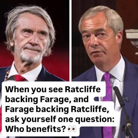 When you see Jim Ratcliffe backing Nigel Farage, and Farage backing  Ratcliffe, ask yourself one simple question: Who benefits? Do you really  think a billionaire petrochemicals magnate and a lifelong deregulator have