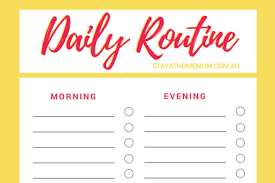 daily routine chart stay at home mum