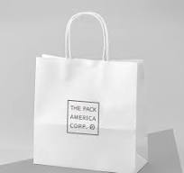Serrated top paper shopping bag with twisted rope handles ...