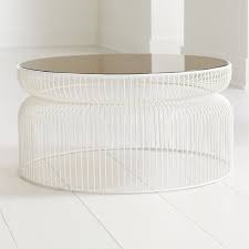 Shop Spoke Tea Glass White Metal Coffee Table Offered In Two Sizes With Glass Hair On Hide Or In 2020 Metal Coffee Table Coffee Table Crate And Barrel Coffee Table