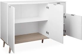 Newfurn Sideboard Kommode Skandinavisch Anrichte Highboard Mehrzweckschrank Ii 120x85x 40 Cm Bxhxt Ii Elia Six In Weiss Weisses Wohnzimmer Sideboard Schrank
