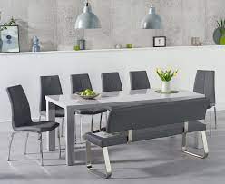 Never miss new arrivals matching exactly what you're looking for! Atlanta 200cm Light Grey High Gloss Dining Table With Cavello Chairs And Malaga Large Grey Bench Atlanta