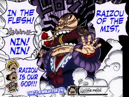 Rainbow robber penguin red pirate penguin red armored crab rainbow armor crab red striped dragon. One Piece 817 Raizou Of The Mist By Derkowitz On Deviantart