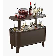 With a refrigerated drawer, bluetooth speakers, charging ports, and led lights, the sobro. Amazon Com Keter Breeze Bar Outdoor Patio Furniture And Hot Tub Side Table With 17 Gallon Beer And Wine Cooler Espresso Brown Garden Outdoor