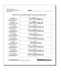 metric si unit conversion worksheet meters to millimeters