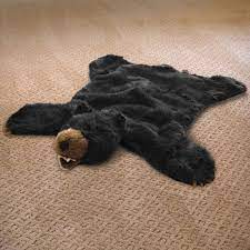 Plush brown, faux fur bear skin rug, life size, realistic, bonded ultra suede lining, perfect for den, cabin, living room, bedroom, hang or lay on floor, hand crafted in america, 5'x6'. 36in Black Bear Plush Stuffed Animal Skin Rug