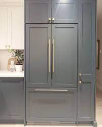 Our cabinet design showrooms in los angeles and orange county are available 7 days a week for you. Kitchen Sneak Peek Built In Panel Ready Fridge Navy Blue Cabinets Brass Handles Kitchen Ready Made Kitchen Cabinets Panel Ready Refrigerator Kitchen Fridges