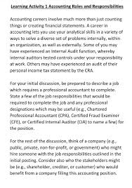 This guide will teach you how to sort through the many forms and filings to find the financial information you're seeking. Solved Learning Activity 1 Accounting Roles And Responsib Chegg Com