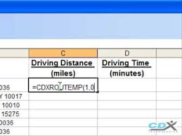 driving distance calculator in excel