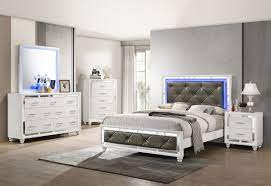 Acaxin 17'' cute crystal table bedside lamp set of 2 with 2 usb charging ports, 3 way dimmable, silver and white, touch control nightstand lamp, small bed lamp for bedroom, guest room(bulb included) 4.4 out of 5 stars 2,173 Whitaker 5 Piece Queen Bedroom Set With Led Lighting White