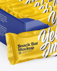 Download Display Box With Snack Bars Mockup In Box Mockups On Yellow Images Object Mockups PSD Mockup Templates