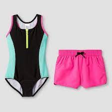 Girls Sporty One Piece Swimsuit With Short One Piece Swimsuit With Shorts One Piece Swimsuits Sporty