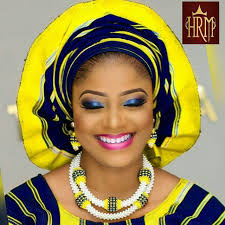Yellow and Navy Blue Aso-oke