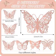 Download Buy 48pcs 3 Sizes Butterfly Wall Stickers 3d Butterfly Wall Decor 4 Patterns Butterflies Decorations Removable Wall Decals For Home Living Room Kids Bedroom Showcase Nursery Party Art Decor Rose Gold Online In Indonesia B08z4195fy