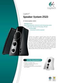 Speaker System Z523 Logitech 2 1 Stereo Speaker System Manualzz