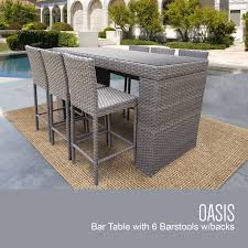 Shop today and transform your patio or garden space. Oasis Bar Table Set With Barstools 7 Piece Outdoor Wicker Patio Furniture
