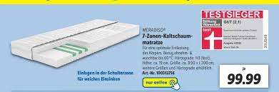Llll aktueller und unabhängiger matratze 90 x 200 cm test bzw. Meradiso 7 Zonen Kaltschaum Matratze Angebot Bei Lidl