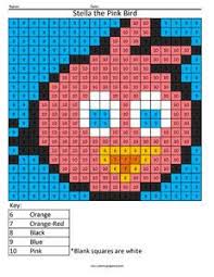 Angry Birds Color By Number Coloring Squared Pink Bird Math Coloring Graph Paper Art