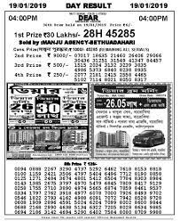 Nagaland State Lotteries 19 01 2019 Today Lottery Sambad 4 Pm State Lottery Lottery Lottery Results