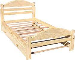 Arizona Twin Bed With Trundle Solid Pine Wooden Trundle Bed Hardwood Slats Support Unfinished Sui In 2020 Single Wooden Beds Single Wooden Bed Frames Wooden Bed Frames