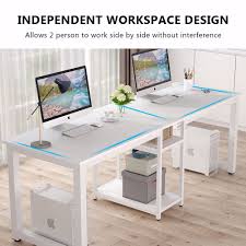 Within this range, most people should be able to find a height that fits. Tribesigns 78 Computer Desk Extra Large Two Person Office Desk With Shelf Double Workstation Desk For Home Office All White Walmart Com Walmart Com