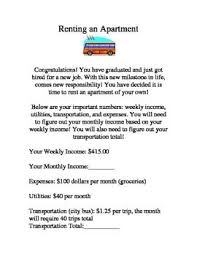 Renting An Apartment Worksheet Packet Consumer Math Worksheets Rent