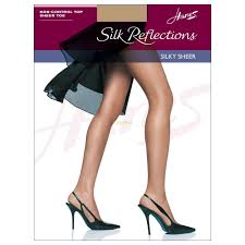 Hanes Silk Reflections Womens Silky Sheer Non Control Top Sheer Toe Pantyhose 715