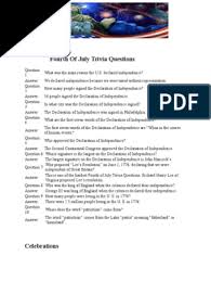 Read on for some hilarious trivia questions that will make your brain and your funny bone work overtime. Fourth Of July Trivia Questions Pdf United States Declaration Of Independence Independence Day United States
